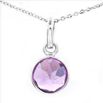No Reserve 925 Sterling Silver 5.43 Ct Round Amethyst Pendant