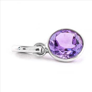 No Reserve 925 Sterling Silver 5.43 Ct Round Amethyst Pendant
