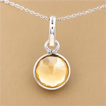 No Reserve 925 Sterling Silver 5.66 Ct Round Citrine Pendant
