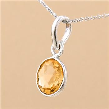 No Reserve 925 Sterling Silver 5.66 Ct Round Citrine Pendant