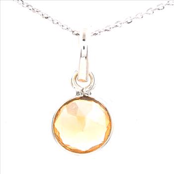 No Reserve 925 Sterling Silver 5.66 Ct Round Citrine Pendant