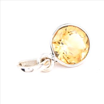 No Reserve 925 Sterling Silver 5.66 Ct Round Citrine Pendant