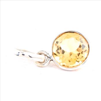 No Reserve 925 Sterling Silver 5.66 Ct Round Citrine Pendant