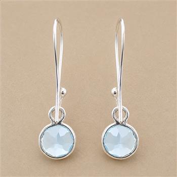 No Reserve 925 Sterling Silver 6.02 Ct Round Blue Topaz Earrings