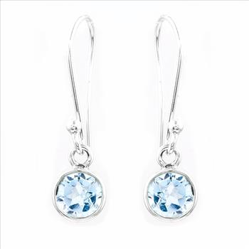 No Reserve 925 Sterling Silver 6.02 Ct Round Blue Topaz Earrings