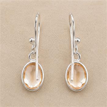 No Reserve 925 Sterling Silver 6.60 Ct Oval Citrine Earrings