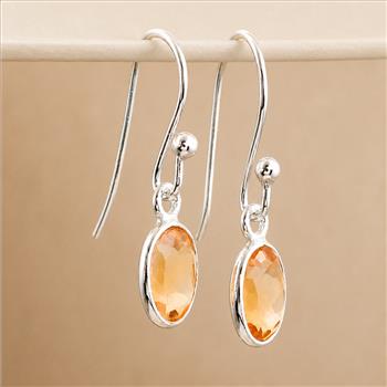 No Reserve 925 Sterling Silver 6.60 Ct Oval Citrine Earrings