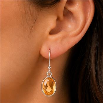 No Reserve 925 Sterling Silver 6.60 Ct Oval Citrine Earrings