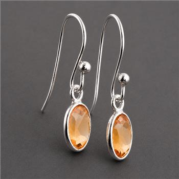 No Reserve 925 Sterling Silver 6.60 Ct Oval Citrine Earrings