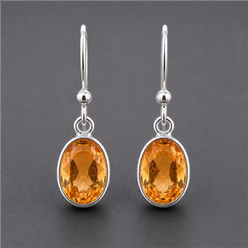 No Reserve 925 Sterling Silver 6.60 Ct Oval Citrine Earrings