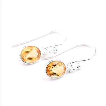 No Reserve 925 Sterling Silver 6.60 Ct Oval Citrine Earrings