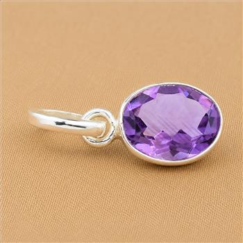 No Reserve 925 Sterling Silver 6.77 Ct Oval Amethyst Pendant