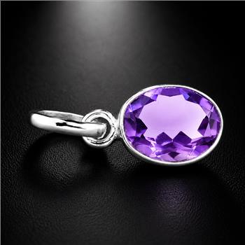 No Reserve 925 Sterling Silver 6.77 Ct Oval Amethyst Pendant