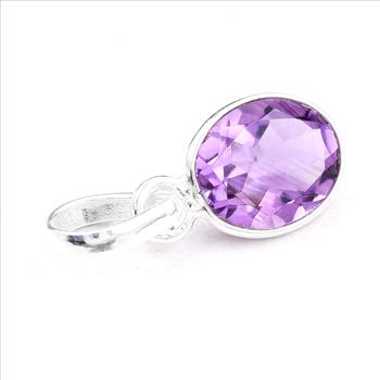 No Reserve 925 Sterling Silver 6.77 Ct Oval Amethyst Pendant