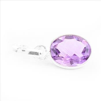 No Reserve 925 Sterling Silver 6.77 Ct Oval Amethyst Pendant
