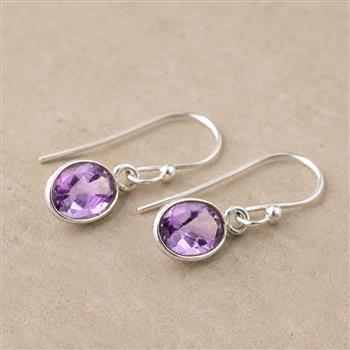 No Reserve 925 Sterling Silver 6.92 Ct Oval Amethyst Earrings