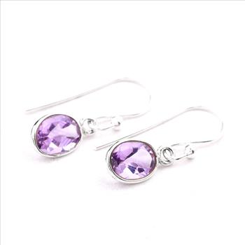 No Reserve 925 Sterling Silver 6.92 Ct Oval Amethyst Earrings
