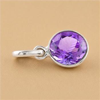No Reserve 925 Sterling Silver 7.20 Ct Round Amethyst Pendant