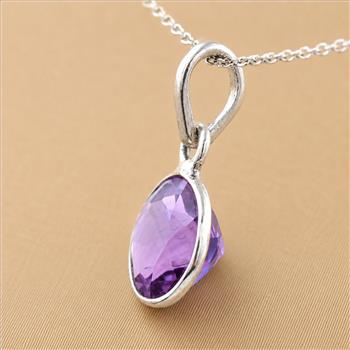 No Reserve 925 Sterling Silver 7.20 Ct Round Amethyst Pendant