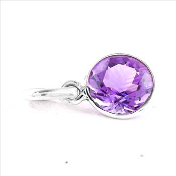No Reserve 925 Sterling Silver 7.20 Ct Round Amethyst Pendant