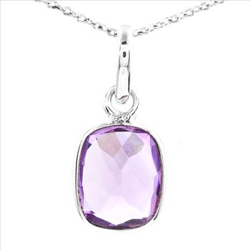 No Reserve 925 Sterling Silver 7.93 Ct Cushion Amethyst Pendant