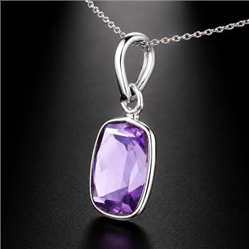 No Reserve 925 Sterling Silver 7.93 Ct Cushion Amethyst Pendant
