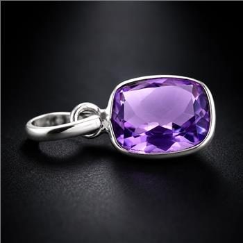 No Reserve 925 Sterling Silver 7.93 Ct Cushion Amethyst Pendant