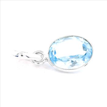 No Reserve 925 Sterling Silver 8.33 Ct Oval Blue Topaz Pendant