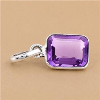 No Reserve 925 Sterling Silver 8.70 Ct Octagon Amethyst Pendant