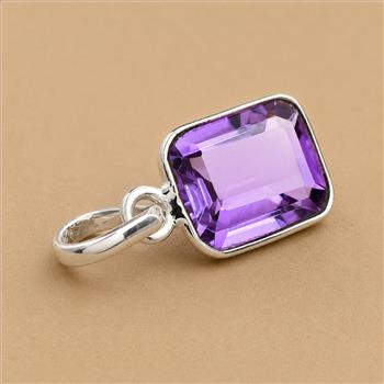 No Reserve 925 Sterling Silver 8.70 Ct Octagon Amethyst Pendant