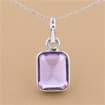 No Reserve 925 Sterling Silver 8.70 Ct Octagon Amethyst Pendant