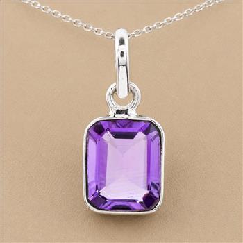 No Reserve 925 Sterling Silver 8.70 Ct Octagon Amethyst Pendant