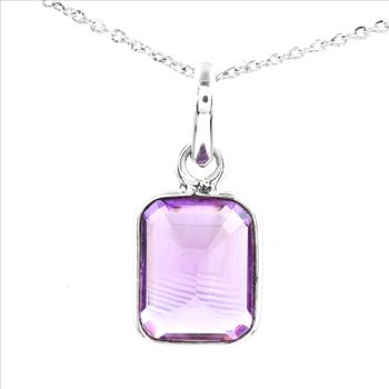 No Reserve 925 Sterling Silver 8.70 Ct Octagon Amethyst Pendant