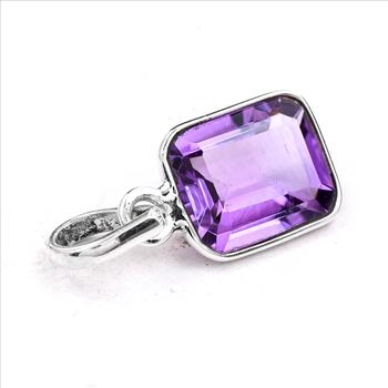No Reserve 925 Sterling Silver 8.70 Ct Octagon Amethyst Pendant