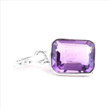 No Reserve 925 Sterling Silver 8.70 Ct Octagon Amethyst Pendant