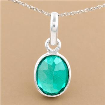 No Reserve 925 Sterling Silver 8.75 Ct Oval Green Topaz Pendant