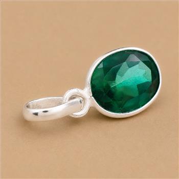No Reserve 925 Sterling Silver 8.75 Ct Oval Green Topaz Pendant