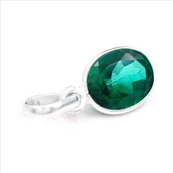 No Reserve 925 Sterling Silver 8.75 Ct Oval Green Topaz Pendant