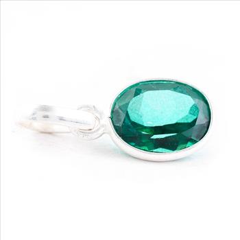 No Reserve 925 Sterling Silver 8.75 Ct Oval Green Topaz Pendant