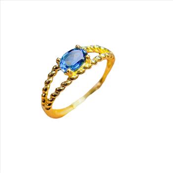 NO RESERVE 925 Sterling Silver Blue Topaz Ring Adjustable Ring Size