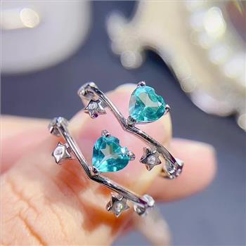 NO RESERVE 925 Sterling Silver Blue Topaz Ring Adjustable Ring Size