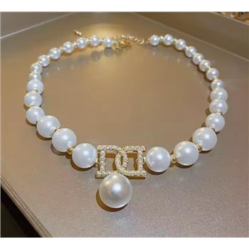 No Reserve 925 Sterling Silver Imitation Pearl Gold Plated Brass Necklace