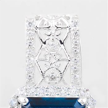 NO RESERVE 9.29 Ct Octagon Lbt Color Topaz, Cubic Zirconia 925 Sterling Silver Pendant