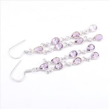 NO RESERVE 9.35 Ct Amethyst 925 Sterling Silver Earrings