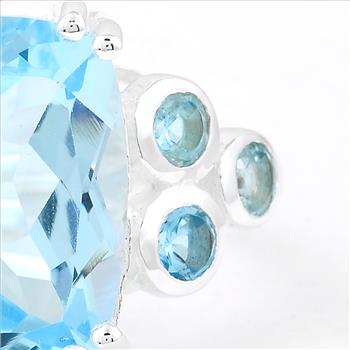 NO RESERVE 9.53 Ct Cushion Blue Topaz 925 Sterling Silver Ring