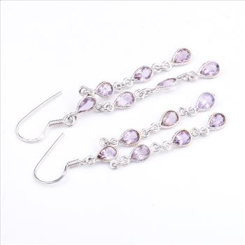 NO RESERVE 9.55 Ct Amethyst 925 Sterling Silver Earrings