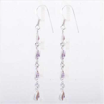 NO RESERVE 9.55 Ct Amethyst 925 Sterling Silver Earrings