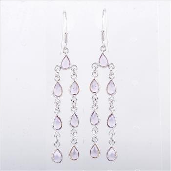 NO RESERVE 9.55 Ct Amethyst 925 Sterling Silver Earrings