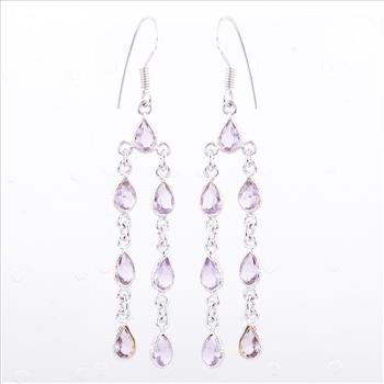 NO RESERVE 9.55 Ct Amethyst 925 Sterling Silver Earrings