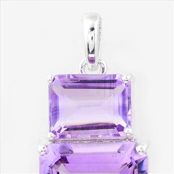 NO RESERVE 9.68 Ct Octagon Amethyst, 925 Sterling Silver Pendant